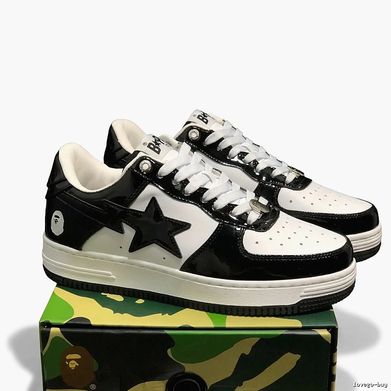 Bape black and white trendy wind board shoes