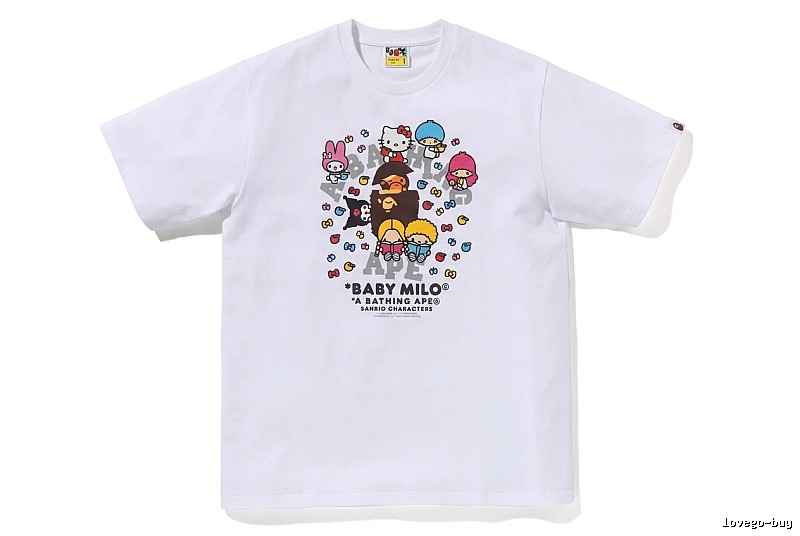 Bape cartoon - printed white T - shirt