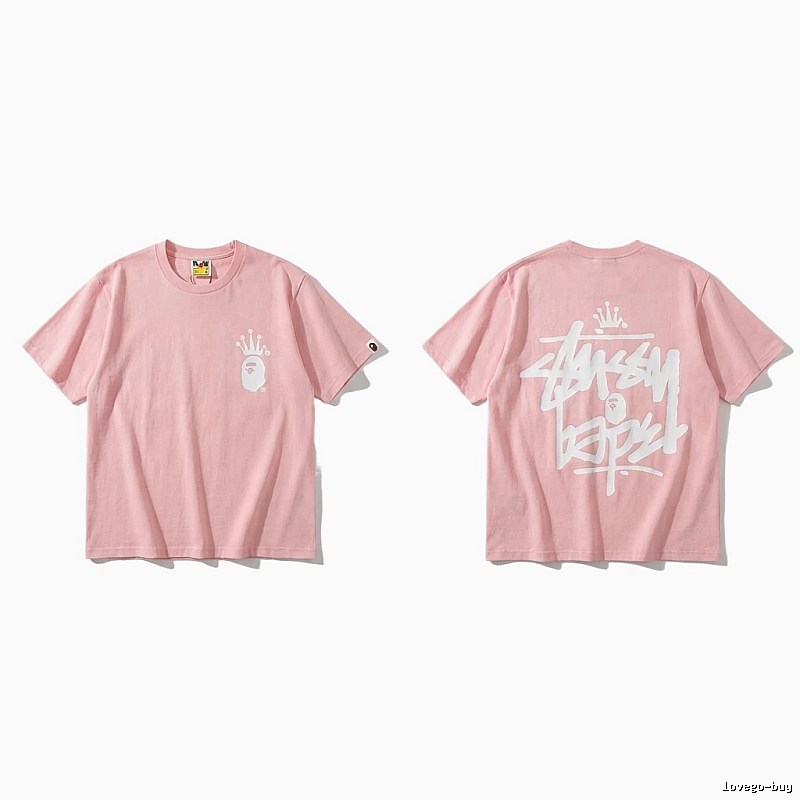 Bape Crown Trendy Pink Short Sleeve