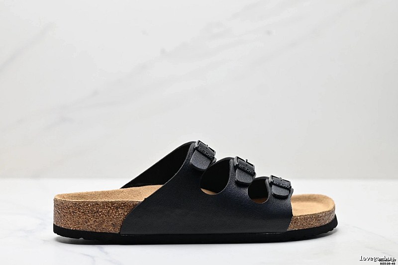 BIRKENSTOCK Casual Three-Buckle Black Slides