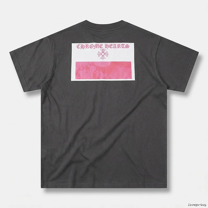 Black T-shirt with Chrome Hearts print style