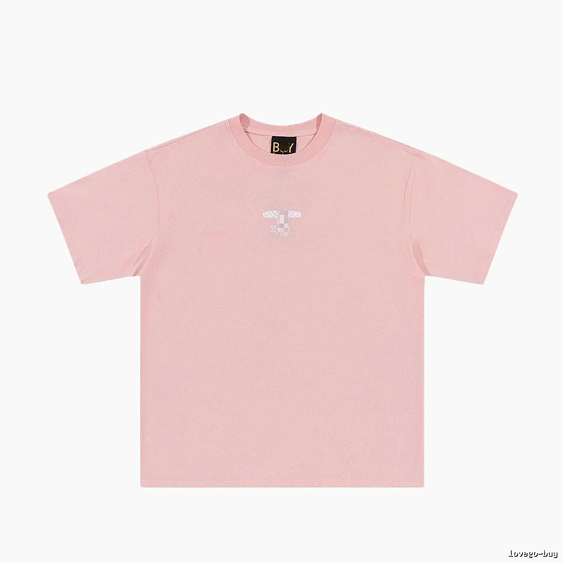 BOY Wing Print Street-style Pink Short Sleeve T-Shirt