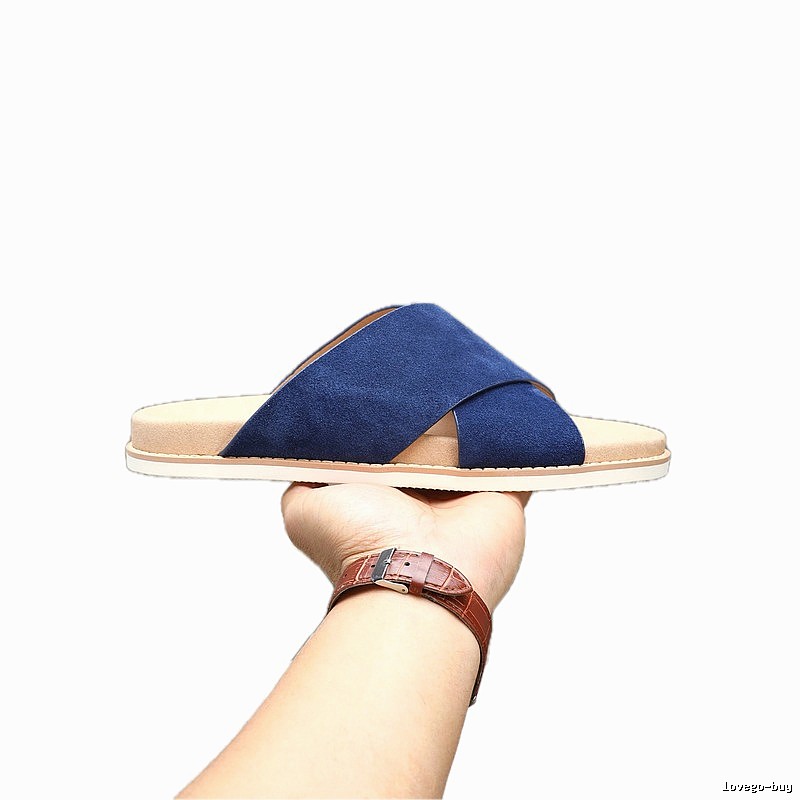 Brunello Cucinelli Casual Blue Cross-strap Slide Sandals