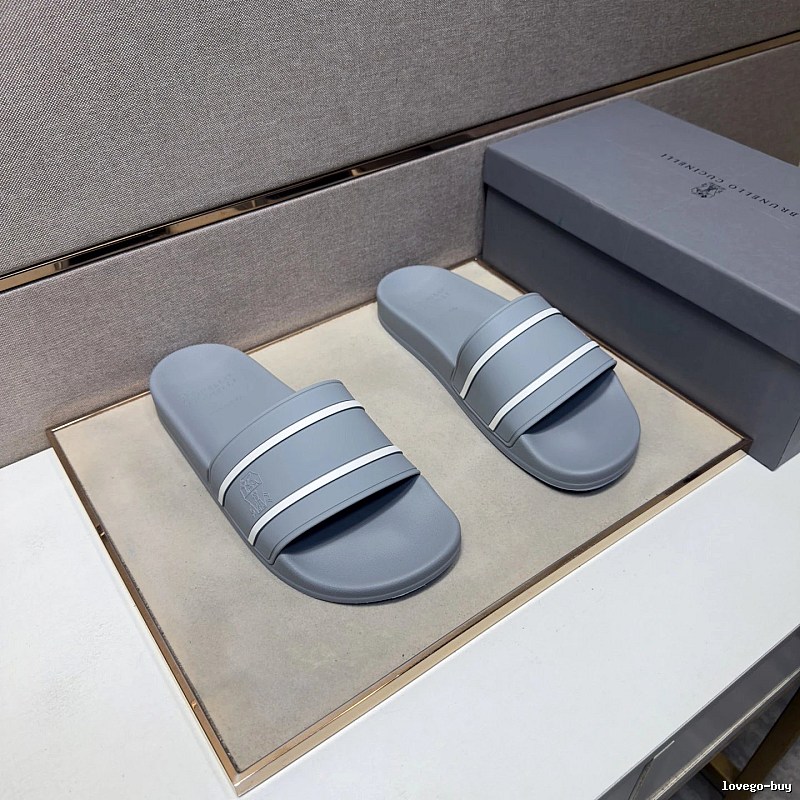 Brunello Cucinelli Casual-style Grey Slide Sandals