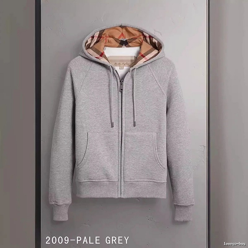 Burberry Casual Zip hoodie Gray Zip Check for Streetwear Looks