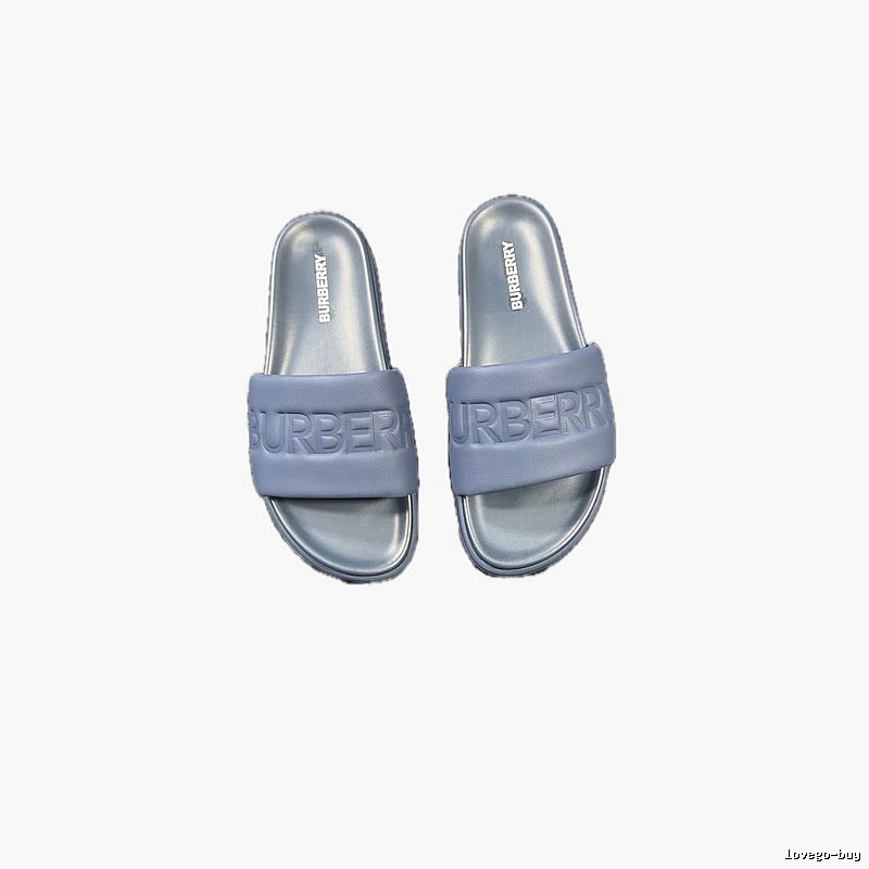 Burberry Embossed Minimalist Style Grey-blue Slides