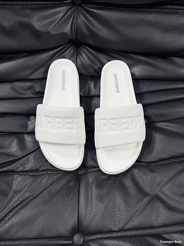 Burberry Embossed Minimalist Style White Slides