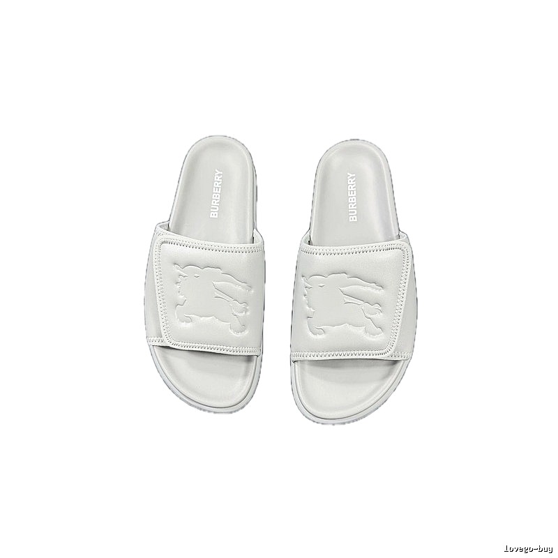 Burberry Equestrian Knight Collection Minimalist Style Light Grey Slide Sandals
