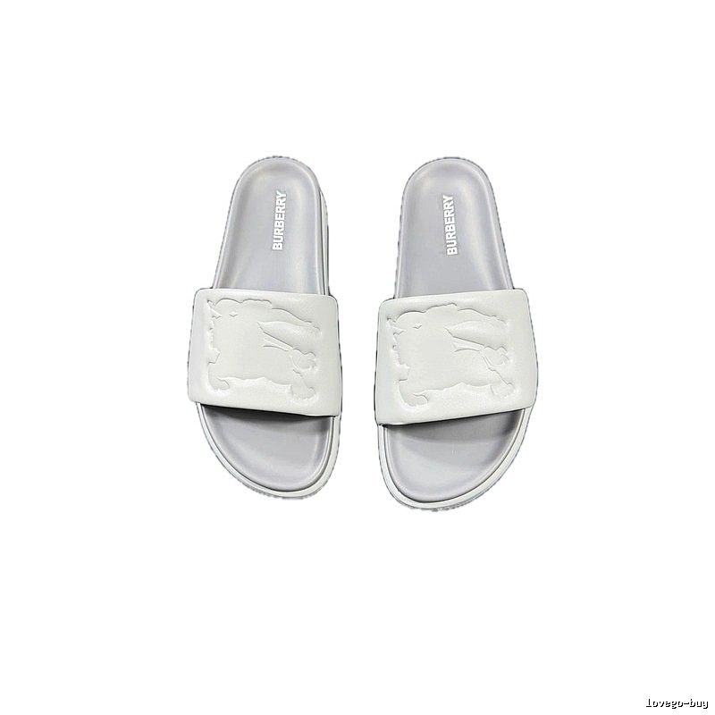 Burberry Equestrian Knight Light Luxury Style Light Grey Slides