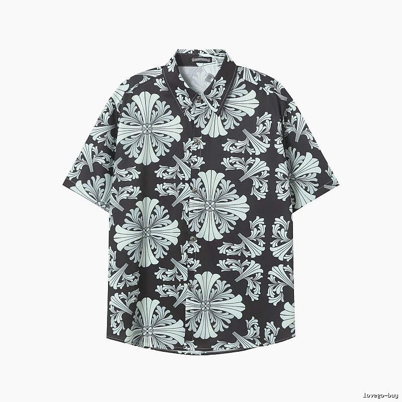 Button-Shirt Styling Black Floral Button Shirt Streetwear Look