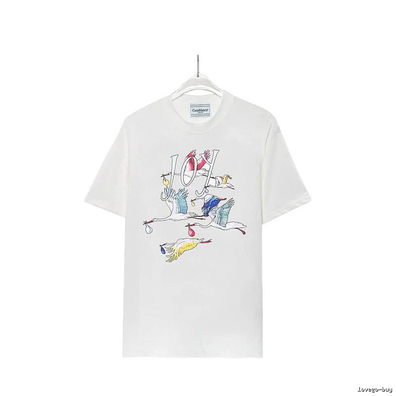 Casablanca Crane Print Wind White T-shirt