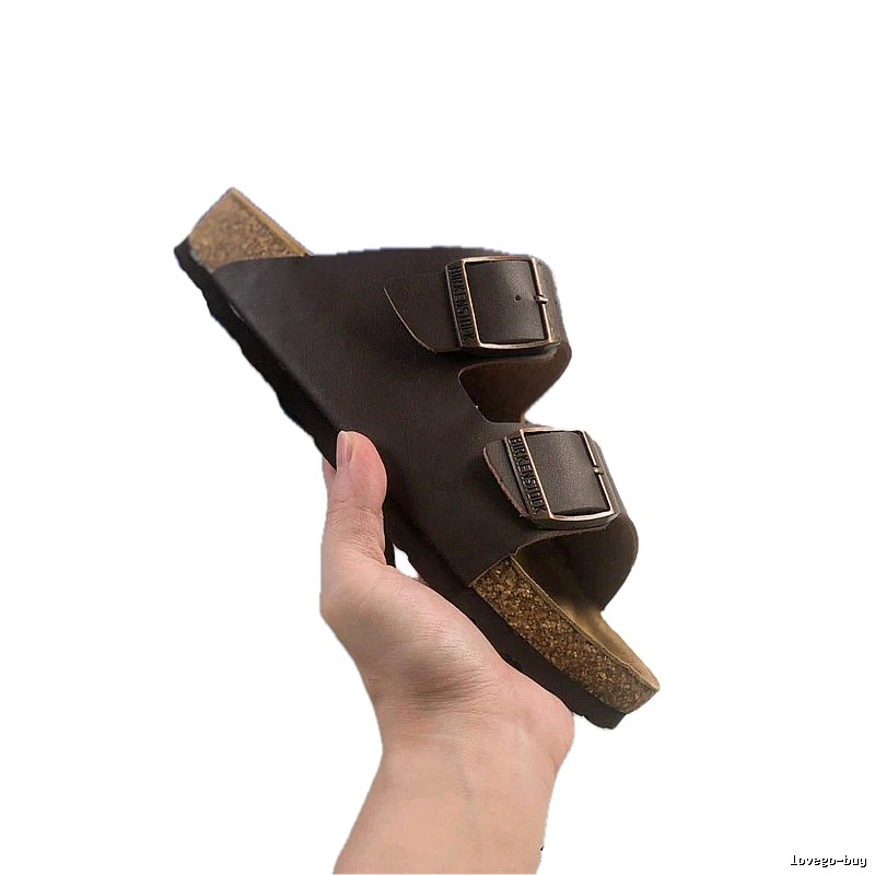 Casual Dark Brown Birkenstock Cork Slide Sandals