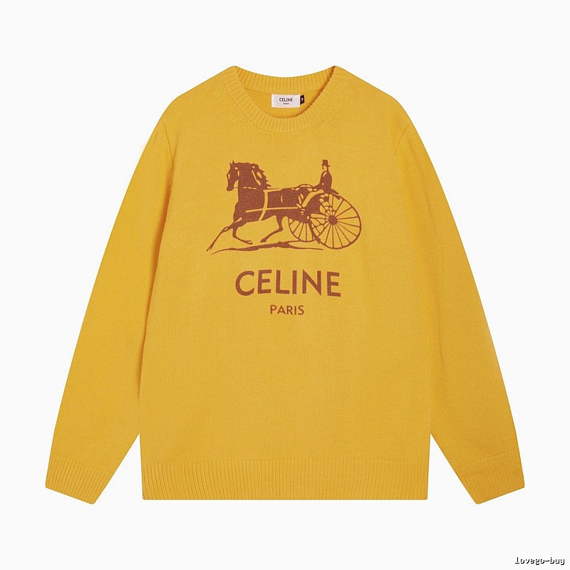 CELINE Yellow Logo Knit Sweater for Travel Packing