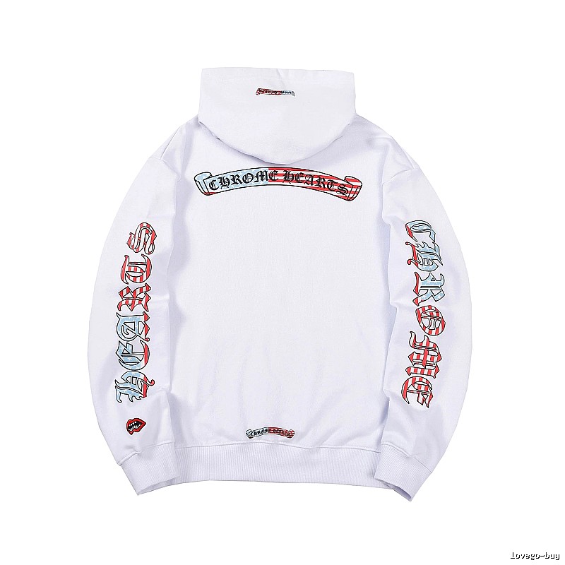 Chrome Hearts 2088-78 White Cross Graphic Hoodie Logo Detail