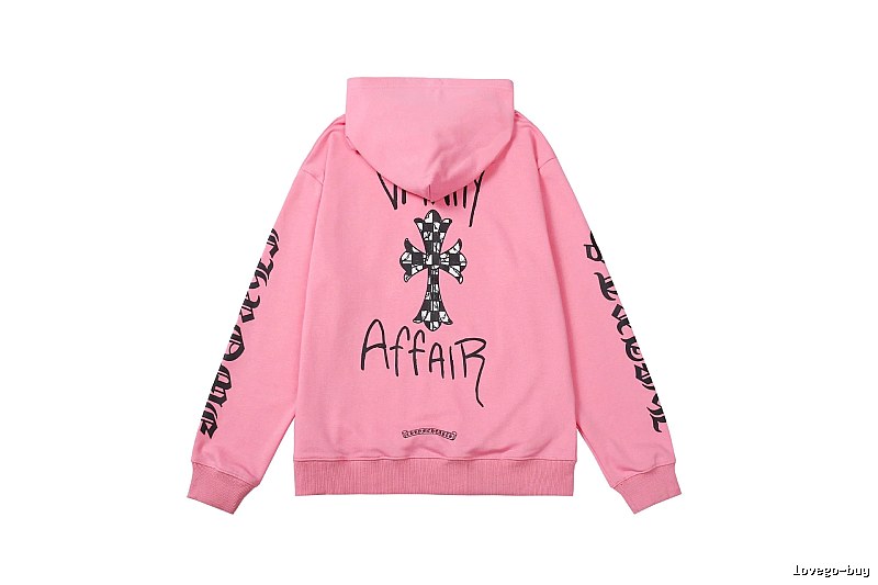 Chrome Hearts 2088-91 Pink Red Cross Graphic Hoodie Campus Look