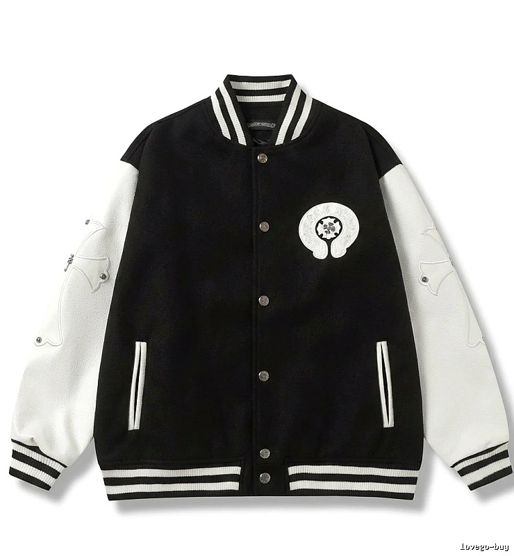Chrome Hearts Baseball Style Black and White Jacket