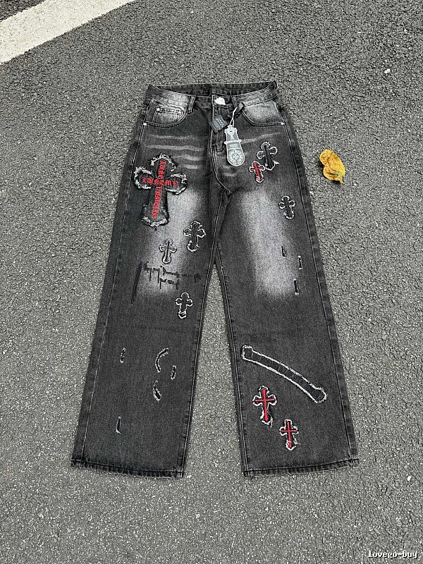 Chrome Hearts Black Wash Weekend Cross Graphic Jeans