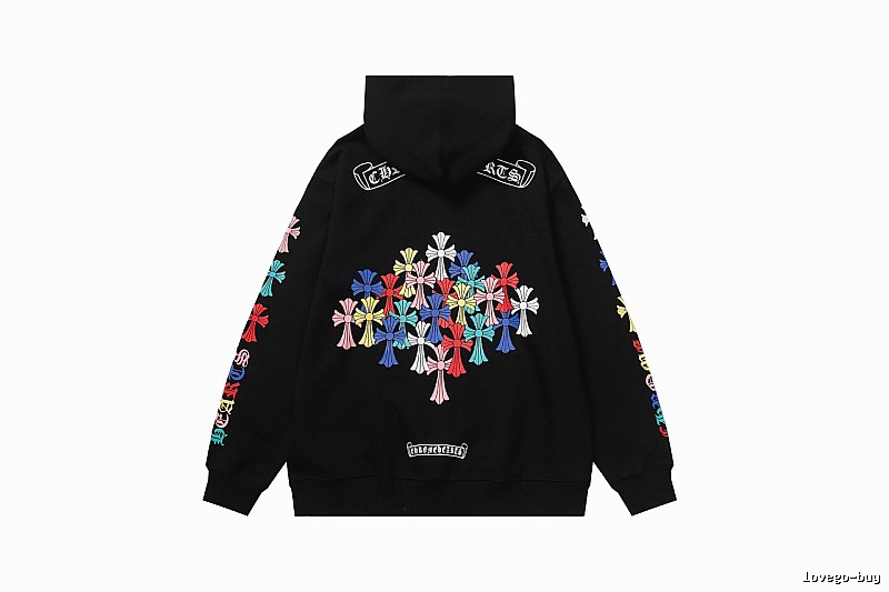 Chrome Hearts Compact Cross graphic hoodie Black Blue Cross for Sport-Inspired Styling