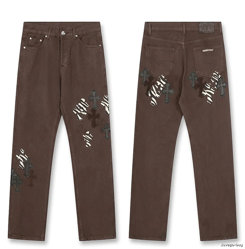 Chrome Hearts Cross Dark Style Brown Pants