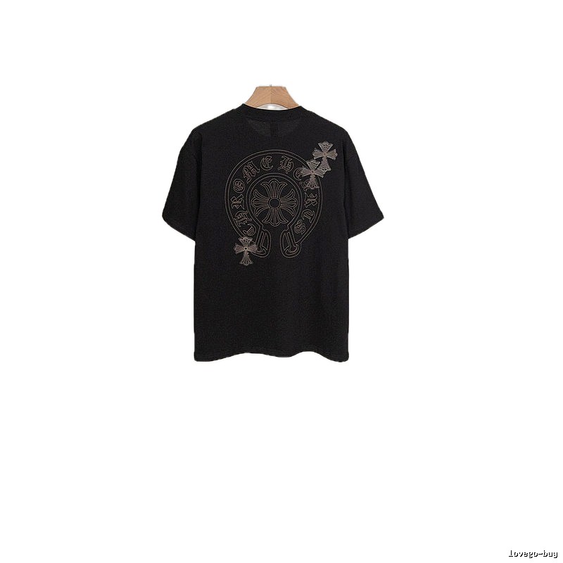 Chrome Hearts Cross Embroidered Street Style Black Short-Sleeve T-Shirt