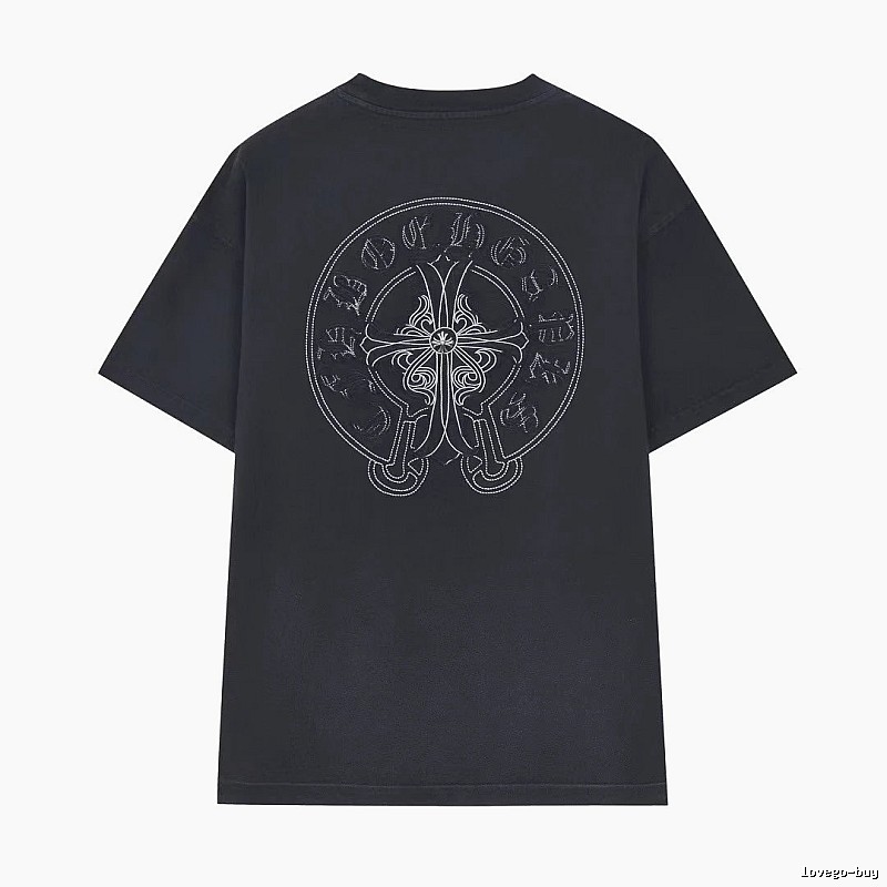 Chrome Hearts Cross Embroidered Street Style Black T-Shirt