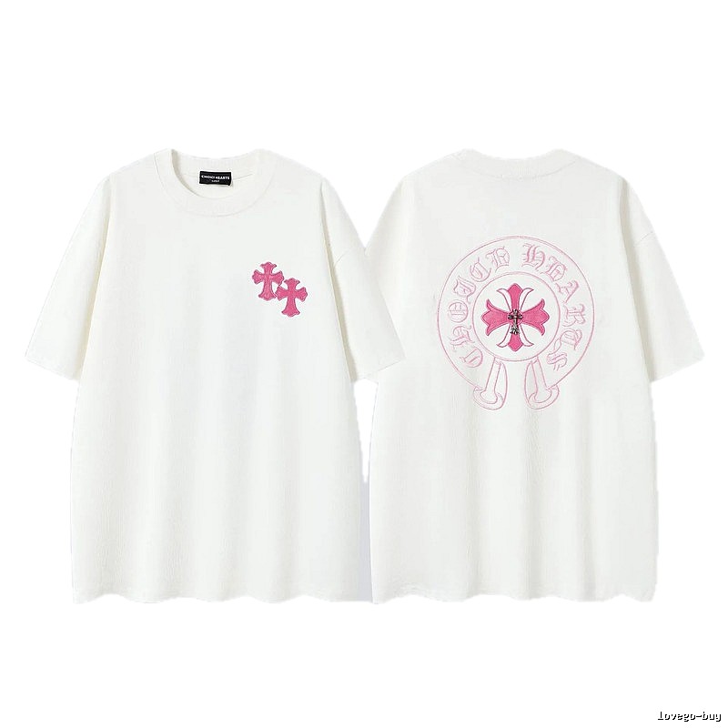 Chrome Hearts Cross Embroidered Street Style Off-White T-Shirt
