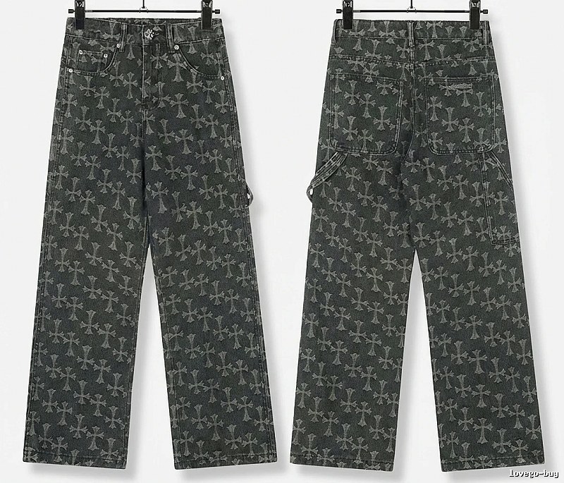 Chrome Hearts cross print black jeans