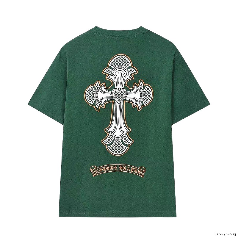 Chrome Hearts Cross Street Style Dark Green Short Sleeve T-Shirt