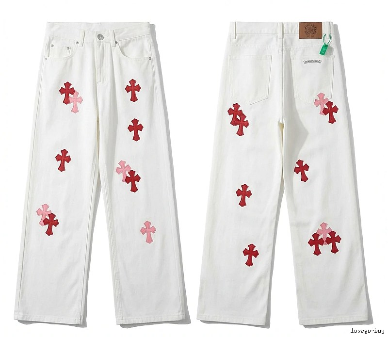 Chrome Hearts Cross Trendy and Cool White Jeans