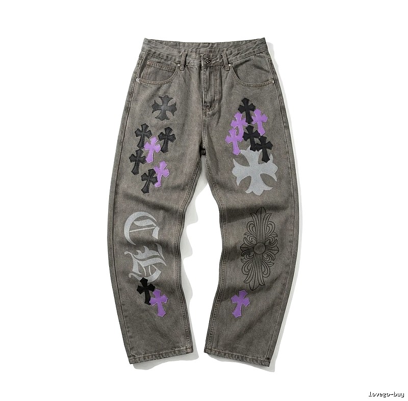 Chrome Hearts Cross Vintage Style Grey Pants