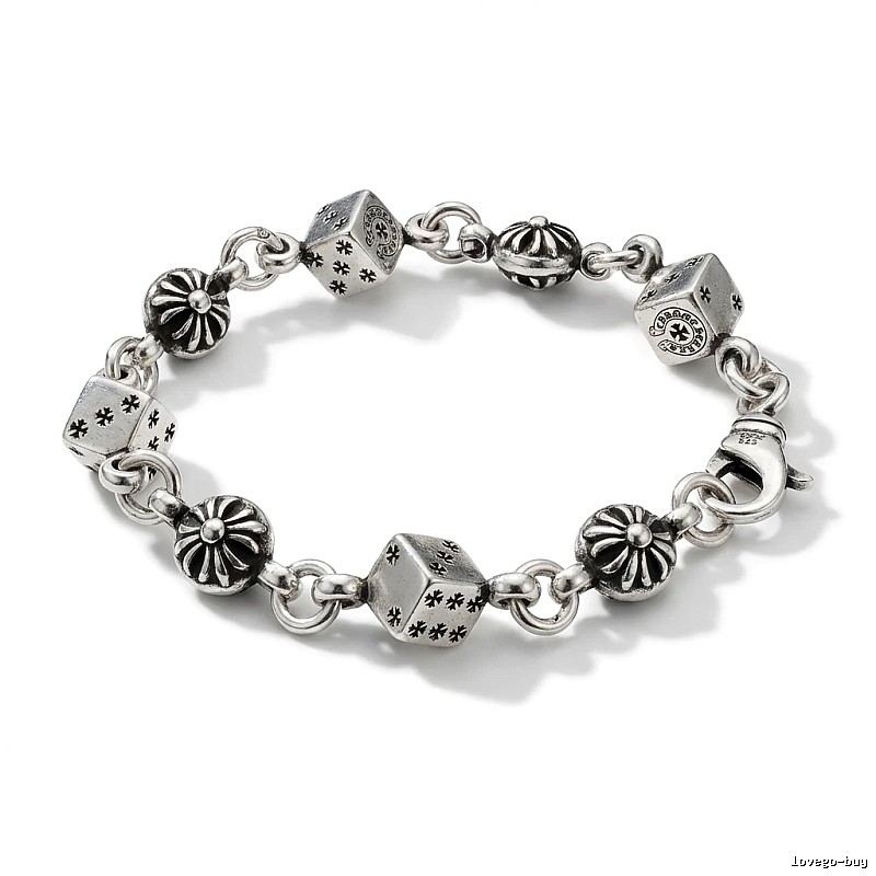 Chrome Hearts Dice Retro Style Silver Bracelet