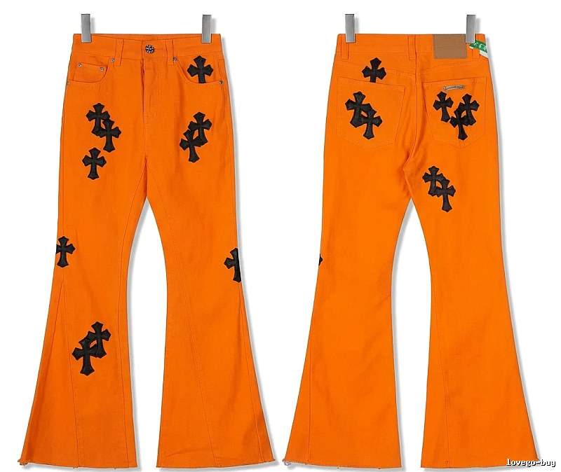 Chrome Hearts Orange and Black Flared Pants
