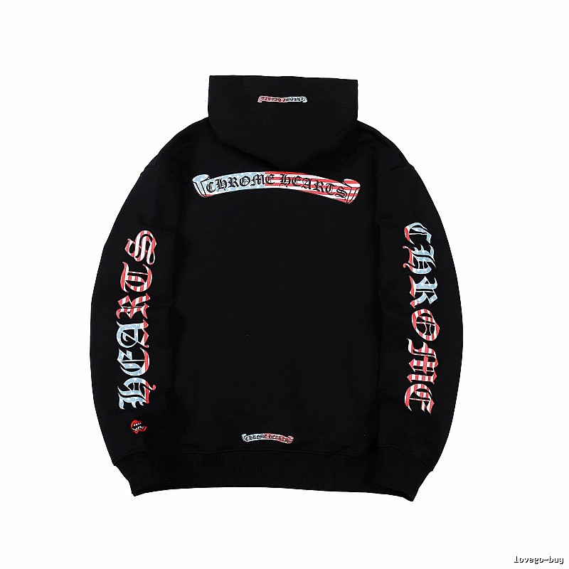 Chrome Hearts Relaxed Cross graphic hoodie Black Blue Cross with Designer-Inspired Detail