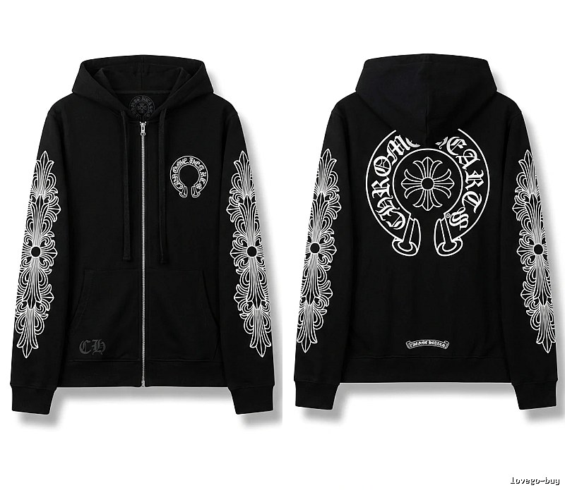Chrome Hearts retro-style black hoodie