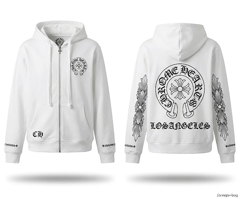 Chrome Hearts Retro Style White Hoodie