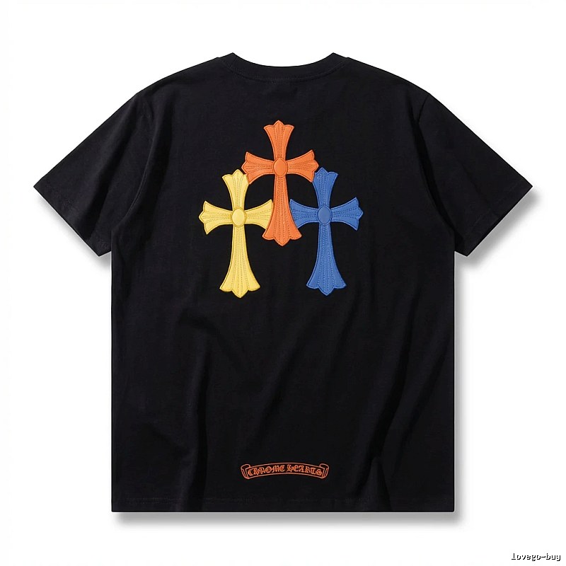 Chrome Hearts Three-color Cross Black Short-sleeve Shirt