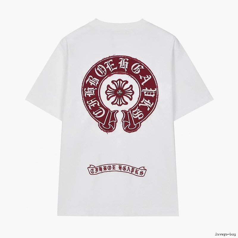 Chrome Hearts Vintage Style White T-shirt with Horseshoe Embroidery