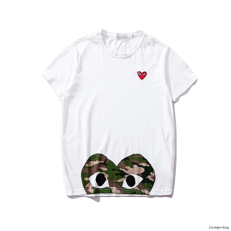 Comme des Garcons PLAY 2021-49 Green Style 2149 Heart Logo T-Shirt Casual Layering