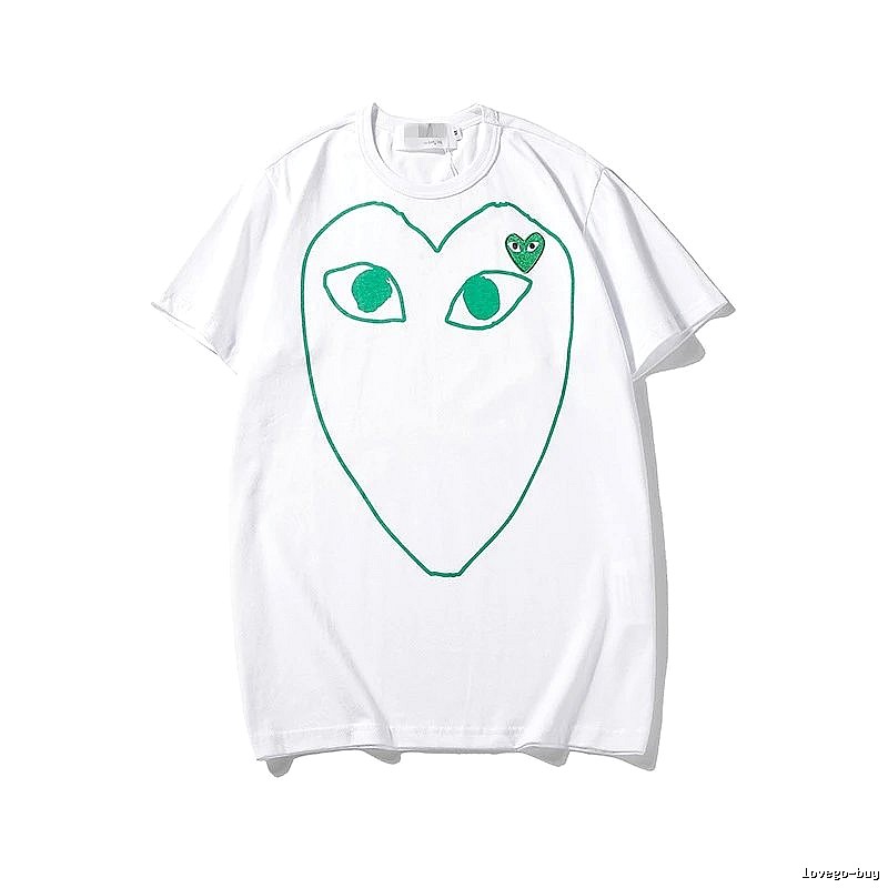 Comme des Garcons PLAY 2023-13 Green Style 2313 Heart Logo T-Shirt Soft Neutral