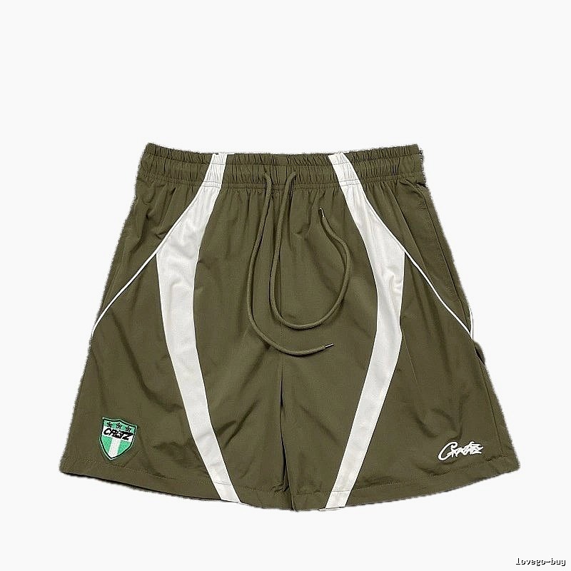 Corteiz Badge Street Style Military Green Casual Sports Shorts