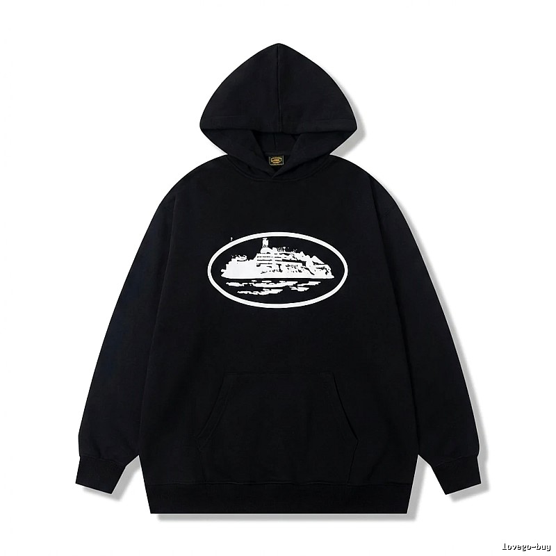 Corteiz black minimalist style hoodie