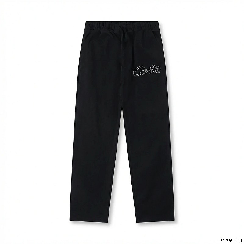 Corteiz minimalist style black long trousers
