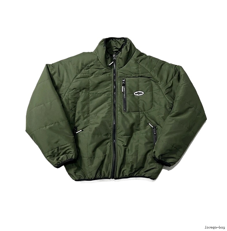 Corteiz Retro Style Olive Green Cotton-padded Coat