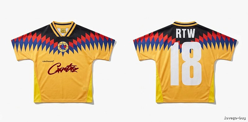 Corteiz RTW series yellow, black and blue color - blocking jersey