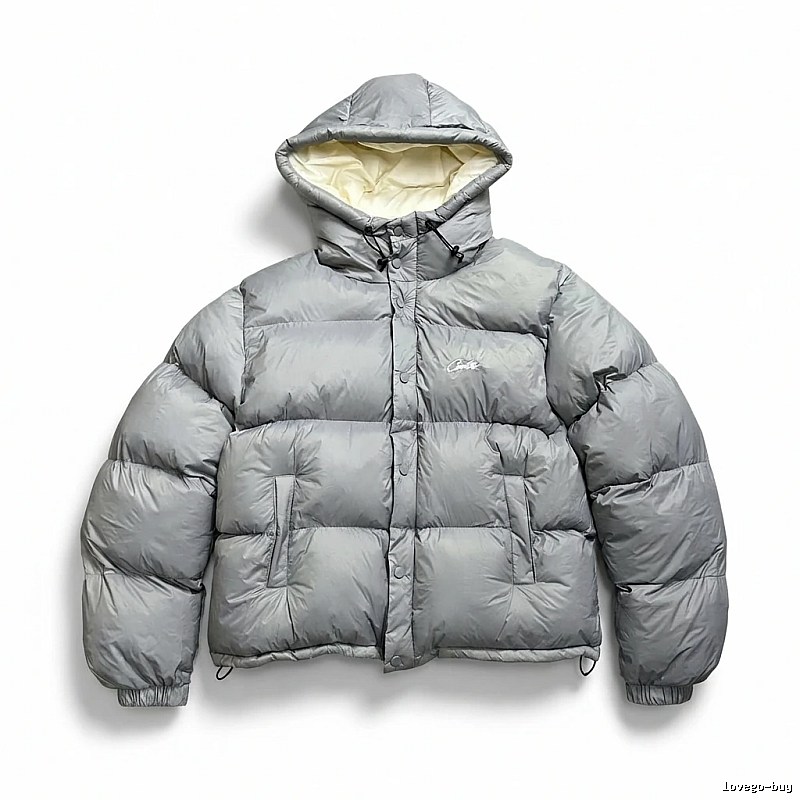 Corteiz trendy and cool style grey down jacket