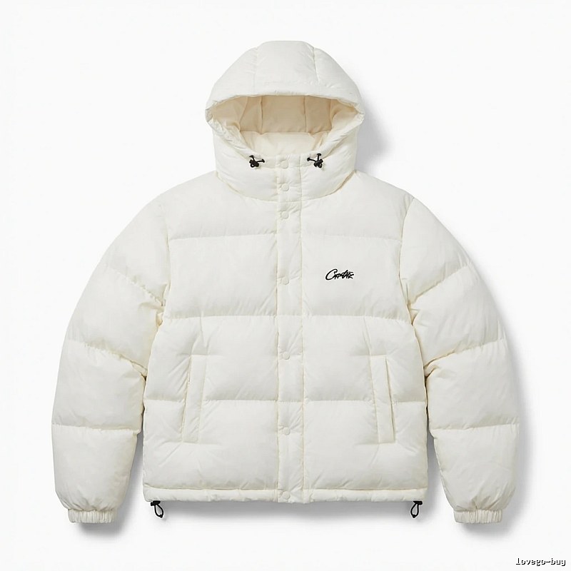 Corteiz trendy brand simple style white cotton-padded coat