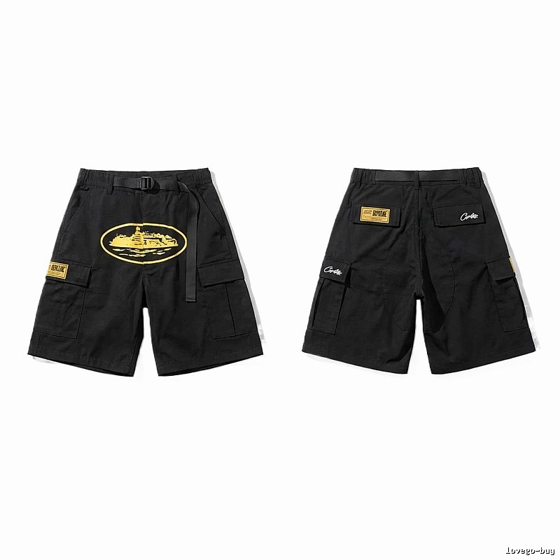 Corteiz workwear-style black shorts