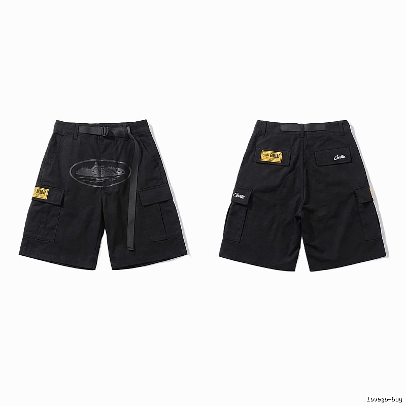 Corteiz workwear-style black shorts