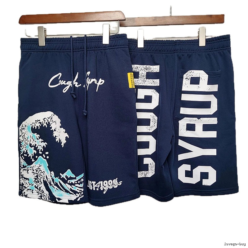 COUGH SYRUP Ukiyo-e Street Style Navy Shorts