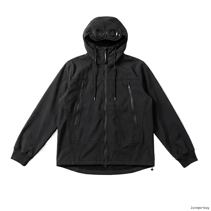 C.P. hooded simple style black coat